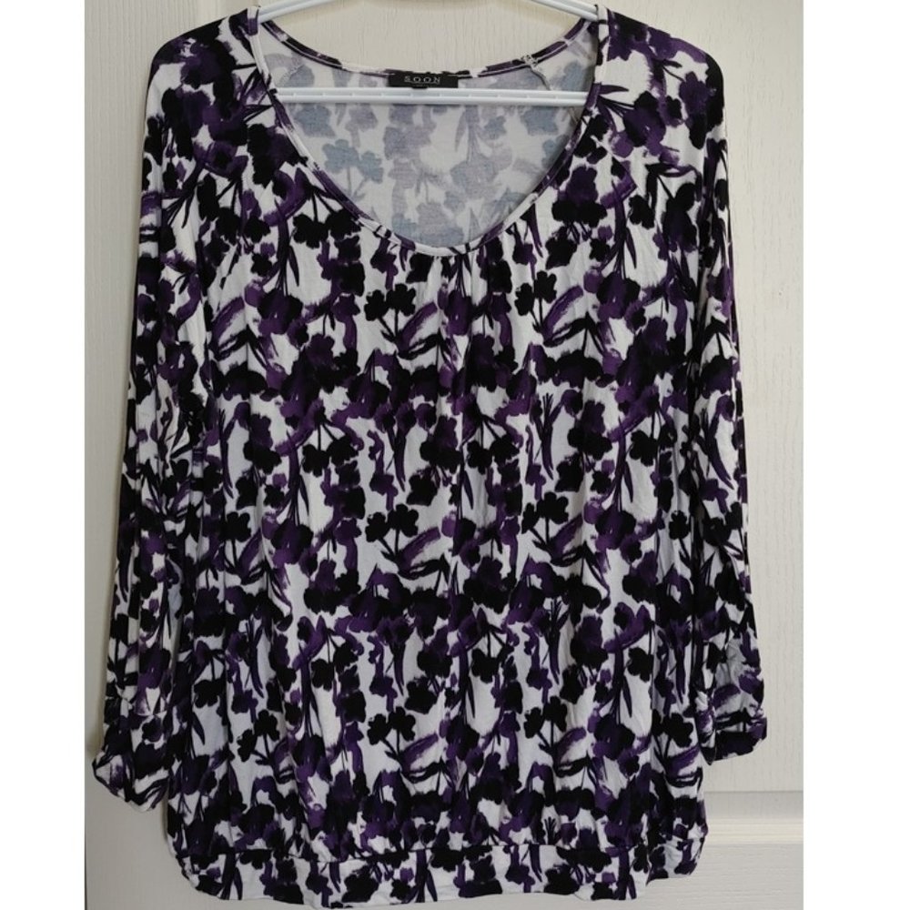 SOON LONG SLEEVE SCOOP NECKLINE LOOSE BLOUSE (US 10)